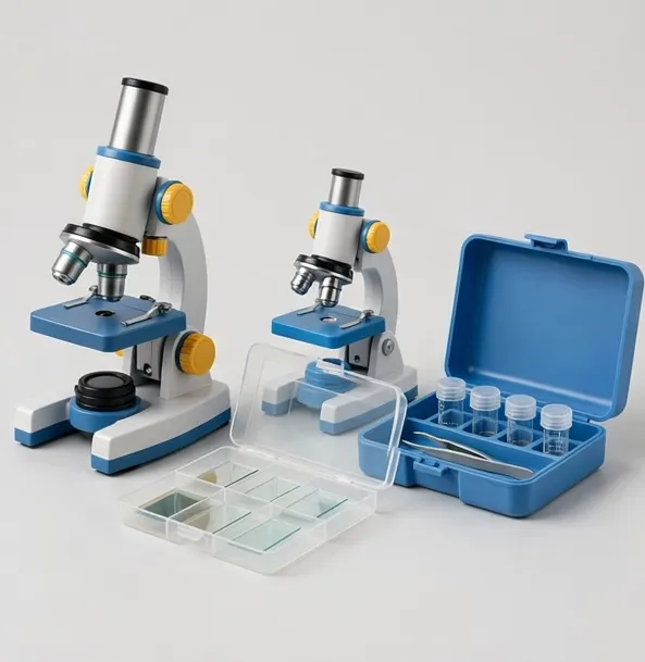 Focara JuniorLab Kids Microscope Kit 100x–1200x — A real first microscope kit — glass optics, dual light, slides and case included