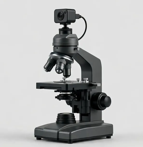 Focara LabTrino 40x–1000x Trinocular Microscope with 5MP Camera — Teach and record at once: trinocular head with a 5MP USB camera included