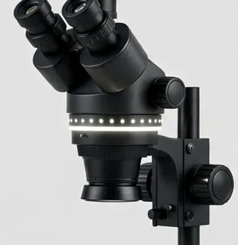 Detail view of the MicroHub ZoomStereo Trino HD 3.5x–90x Stereo Microscope with Camera